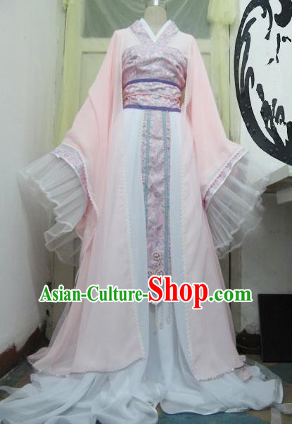 Chinese Traditional Tang Dynasty Princess Costume Ancient Peri Pink Hanfu Dress for Women