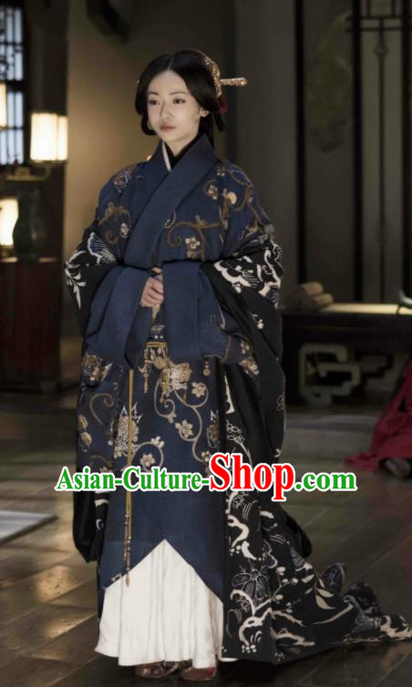 The Lengend of Haolan Chinese Ancient Warring States Period Qin State Imperial Consort Embroidered Historical Costume and Headpiece for Women
