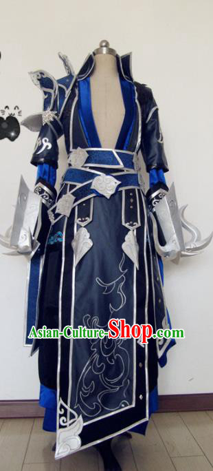 Chinese Traditional Cosplay Knight Navy Armour Costume Ancient Swordsman Hanfu Clothing for Men