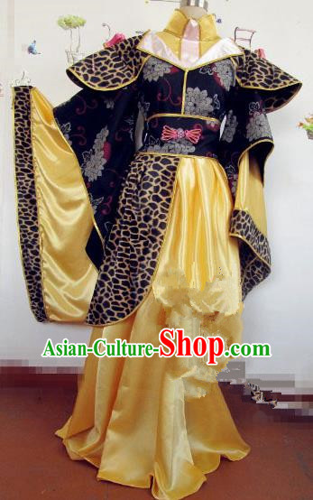 Chinese Traditional Cosplay Princess Wedding Costume Ancient Peri Golden Hanfu Dress for Women