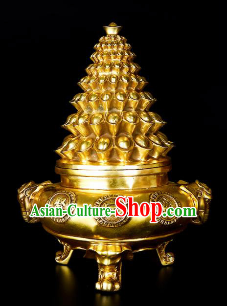 Chinese Traditional Taoism Bagua Brass Wealth Incense Burner Feng Shui Items Censer Decoration