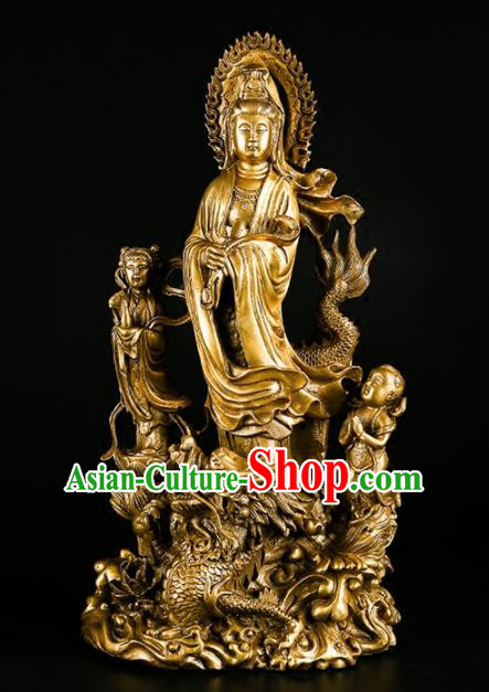 Chinese Traditional Feng Shui Items Buddhism Brass Goddess of Mercy Decoration