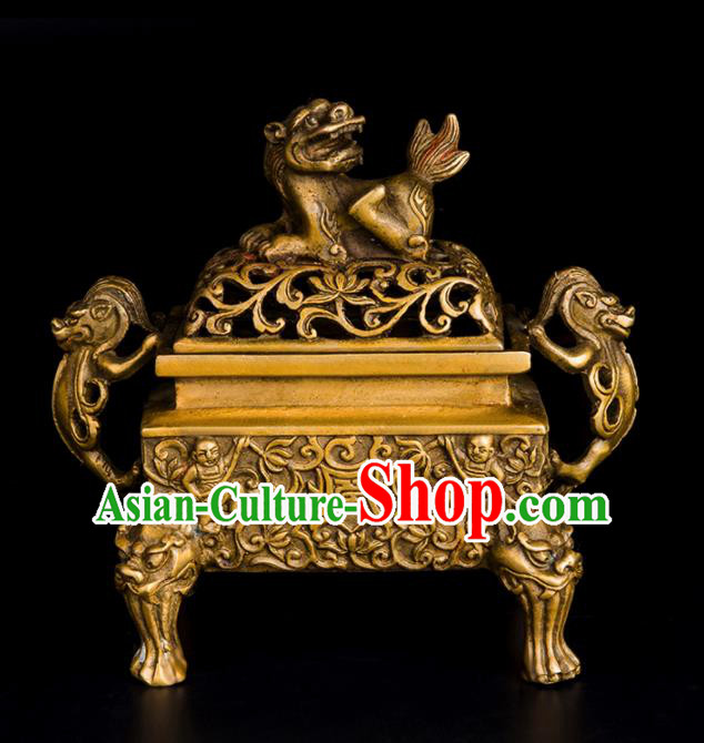 Chinese Traditional Feng Shui Items Bagua Censer Decoration Taoism Brass Incense Burner