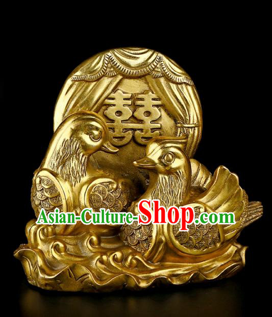 Chinese Traditional Feng Shui Items Taoism Bagua Brass Mandarin Duck Decoration