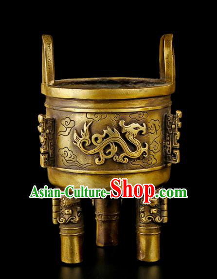 Chinese Traditional Carving Brass Incense Burner Taoism Bagua Feng Shui Items Censer Decoration