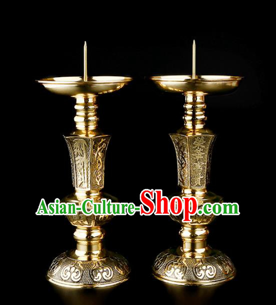 Chinese Traditional Feng Shui Items Taoism Bagua Brass Candlesticks Decoration