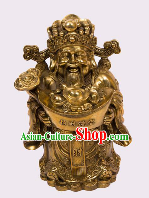 Chinese Traditional Feng Shui Items Bagua Decoration Wealth God Brass Statue