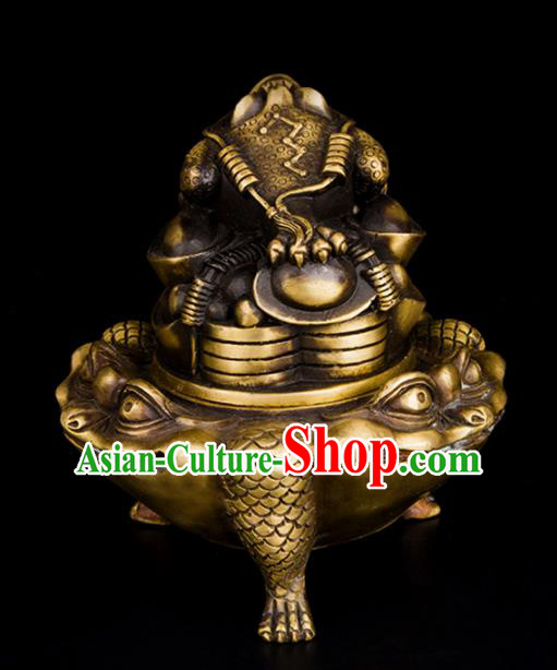 Chinese Traditional Taoism Brass Toad Incense Burner Feng Shui Items Bagua Censer Decoration