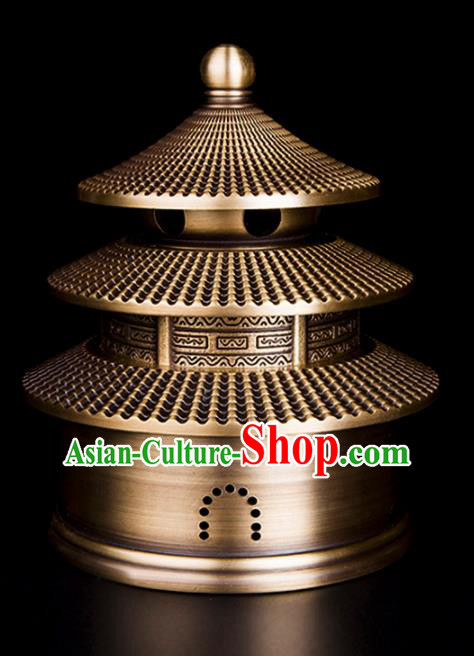 Chinese Traditional Taoism Brass Temple Incense Burner Feng Shui Items Bagua Censer Decoration