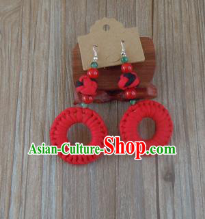 Chinese Traditional Ethnic Jewelry Accessories Red Earrings for Women