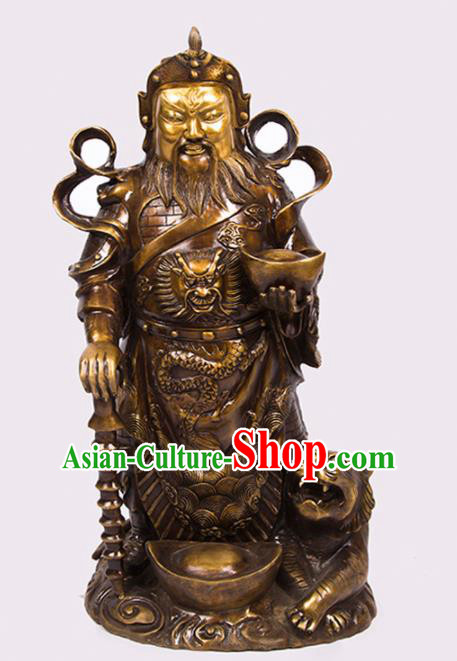 Chinese Traditional Feng Shui Items Bagua Decoration Taoism Wealth God Brass Statue