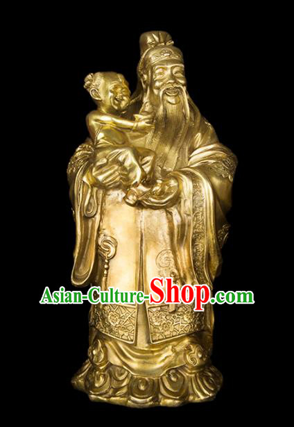 Chinese Traditional Feng Shui Items Taoism Bagua Brass Fortune God Statue Decoration