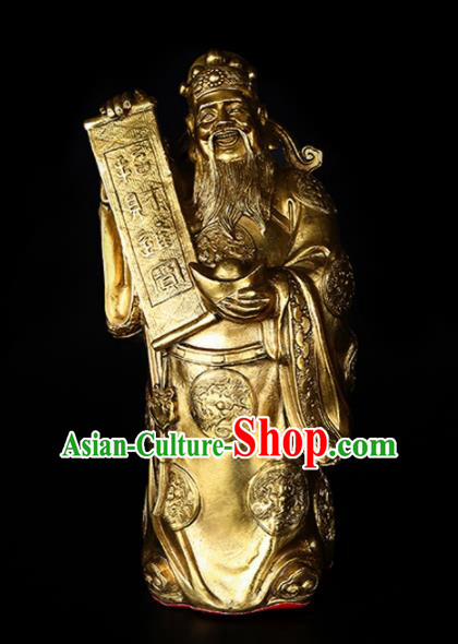 Chinese Traditional Feng Shui Items Taoism Bagua Decoration Wealth God Brass Statue