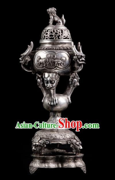 Chinese Traditional Taoism Bagua Cupronickel Incense Burner Feng Shui Items Censer Decoration