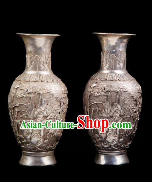 Chinese Traditional Feng Shui Items Taoism Bagua Cupronickel Carving Vase Decoration