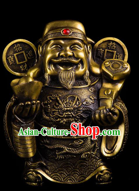 Chinese Traditional Feng Shui Items Taoism Bagua Decoration Wealth God Brass Statue