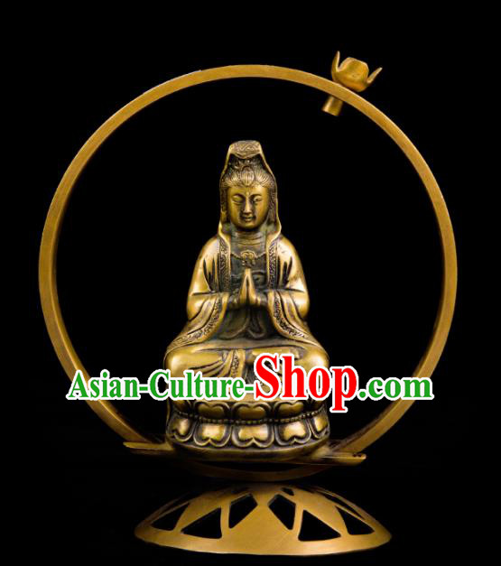 Chinese Traditional Taoism Bagua Brass Bodhisattva Incense Burner Feng Shui Items Censer Decoration