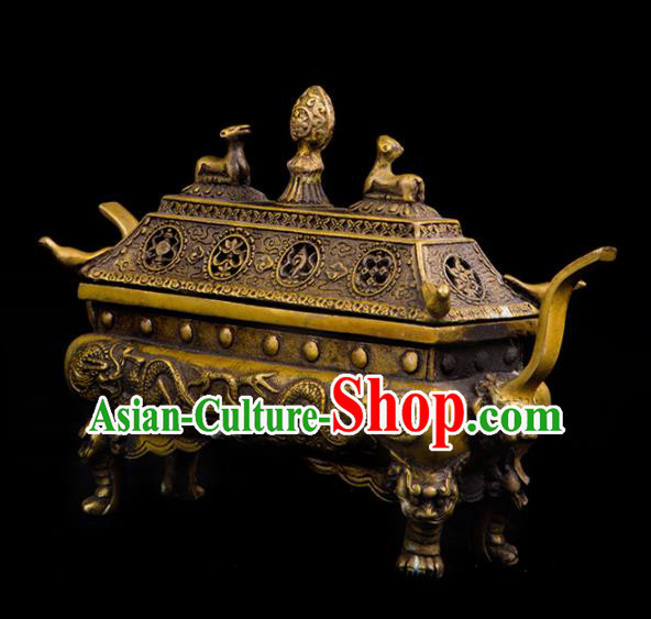 Chinese Traditional Taoism Bagua Brass Incense Burner Feng Shui Items Censer Decoration