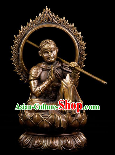 Chinese Traditional Feng Shui Items Taoism Bagua Brass Handsome Monkey King Decoration