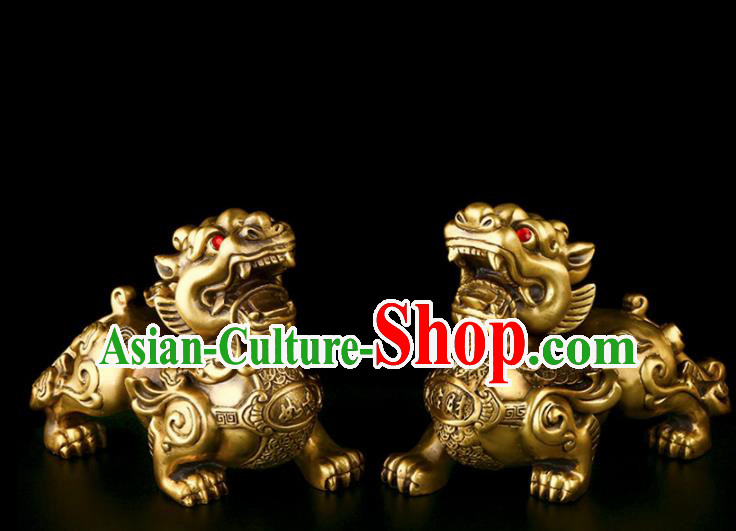 Chinese Traditional Feng Shui Items Taoism Bagua Brass Pi Xiu Decoration