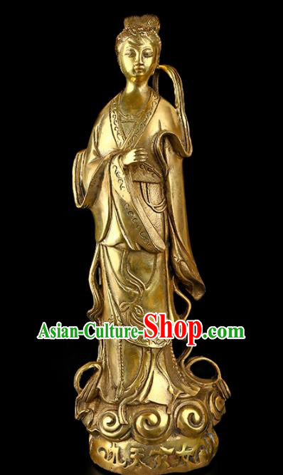 Chinese Traditional Feng Shui Items Brass Goddess Statue Decoration