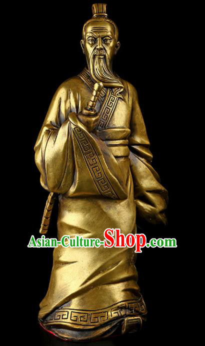 Chinese Traditional Feng Shui Items Taoism Brass Jiang Ziya Statue Decoration