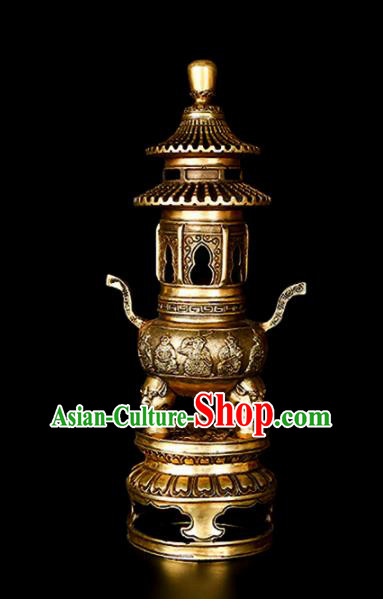 Chinese Traditional Taoism Bagua Brass Tower Incense Burner Feng Shui Items Censer Decoration