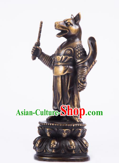 Chinese Traditional Feng Shui Items Taoism Bagua Brass Chinese Zodiac Dog Statue Decoration