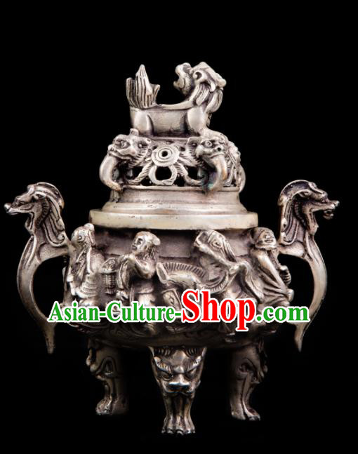 Chinese Traditional Taoism Bagua Cupronickel Eight Immortals Incense Burner Feng Shui Items Censer Decoration