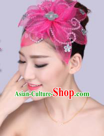 Chinese Traditional Yangko Dance Rosy Veil Hair Claw National Folk Dance Hair Accessories for Women