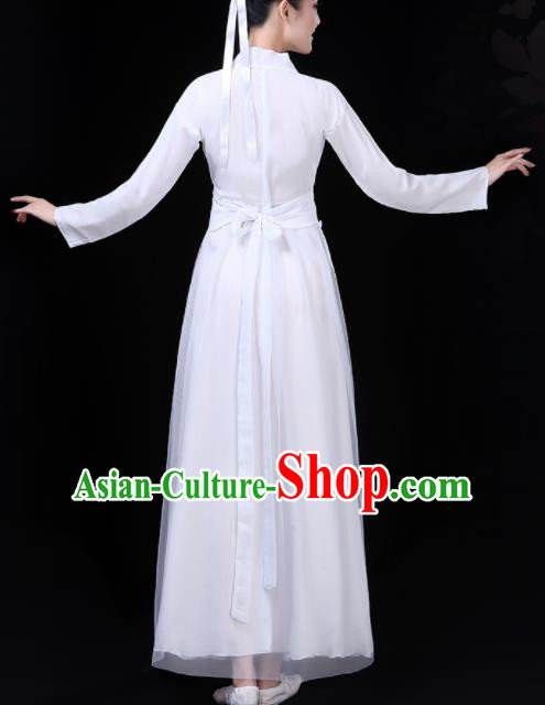 Chinese Traditional Umbrella Dance White Costume Classical Dance Group Dance Dress for Women