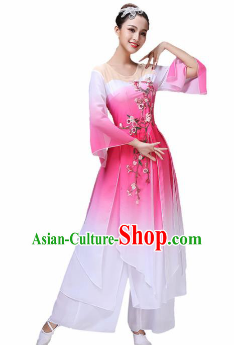 Chinese Traditional Stage Performance Fan Dance Pink Costume Classical Dance Group Dance Dress for Women