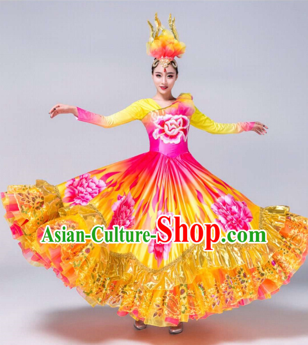 Free Shipping Brand New Traditional Chinese Dance Costumes Complete Set