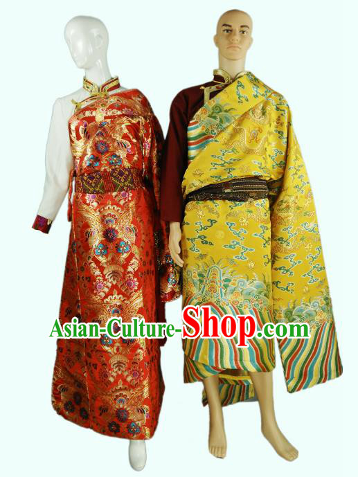 Chinese Traditional Tibetan Kham Bride and Bridegroom Clothing Zang Nationality Heishui Dance Ethnic Costumes for Women for Men