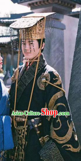 The Lengend of Haolan Ancient Chinese Warring States Period Qin King Historical Costume and Headpiece for Men