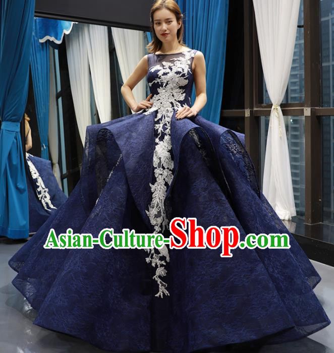 Top Grade Compere Royalblue Bubble Full Dress Princess Wedding Dress Costume for Women