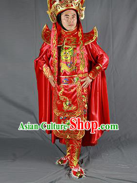 Chinese Traditional Sichuan Opera Embroidered Red Costume Face Changing Clothing Complete Set for Men