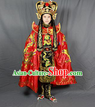 Chinese Traditional Sichuan Opera Embroidered Costume Face Changing Red Cloak and Clothing Complete Set for Men