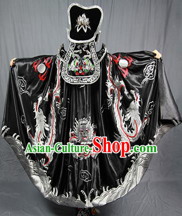 Chinese Traditional Sichuan Opera Embroidered Costume Face Changing Black Cloak and Clothing Complete Set for Men