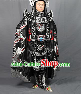 Chinese Traditional Sichuan Opera Embroidered Costume Face Changing Black Cloak and Clothing Complete Set for Men