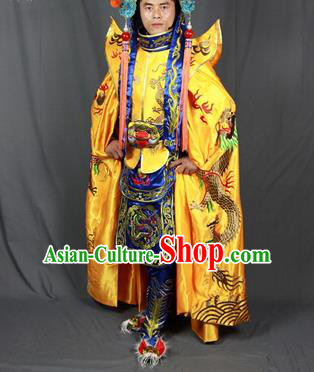 Chinese Traditional Sichuan Opera Embroidered Golden Cloak and Costume Face Changing Clothing Complete Set for Men