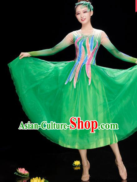 Chinese Traditional Spring Festival Gala Costume National Classical Dance Green Veil Dress for Women