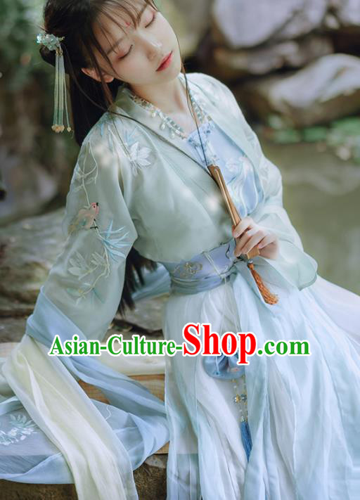 Chinese Traditional Hanfu Dress Ancient Tang Dynasty Princess Embroidered Costume for Women