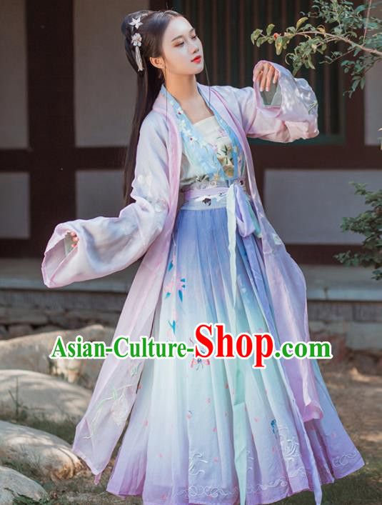 Chinese Traditional Hanfu Dress Ancient Tang Dynasty Palace Princess Embroidered Costume for Women