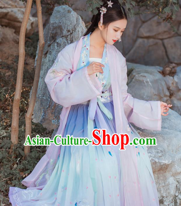 Chinese Traditional Hanfu Dress Ancient Tang Dynasty Palace Princess Embroidered Costume for Women