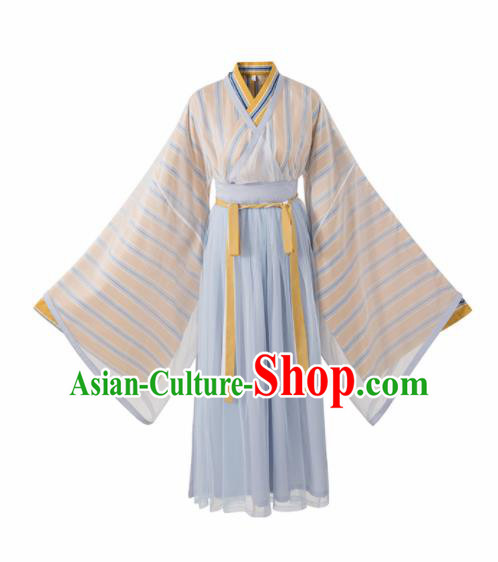 Chinese Traditional Jin Dynasty Nobility Lady Hanfu Dress Ancient Peri Embroidered Costume for Women