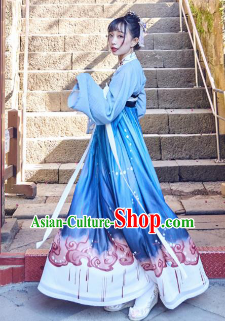 Chinese Traditional Tang Dynasty Young Lady Hanfu Dress Ancient Rich Embroidered Costume for Women