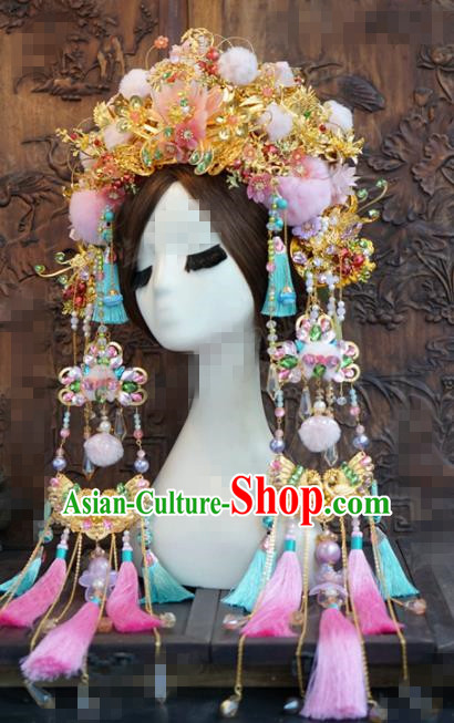 Chinese Traditional Handmade Hair Accessories Ancient Queen Luxury Phoenix Coronet Headwear for Women