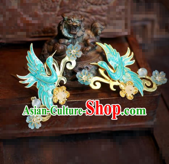 Chinese Traditional Hair Accessories Ancient Bride Crane Hair Claws Headwear for Women