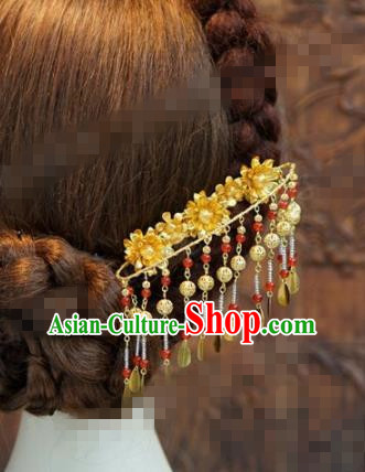 Chinese Traditional Hair Accessories Ancient Palace Tassel Step Shake Bride Golden Hairpins Headwear for Women